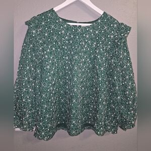 Hayden Los Angeles Green Embroidered Boho Ruffle Sleeve Size 1X